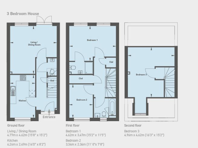 Floor plan, 3 bedroom house - artist's impression subject to change